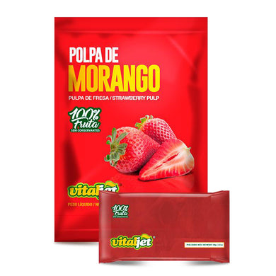 VITALJET Polpa de Morango 100g -  Pacote 4 unidades.