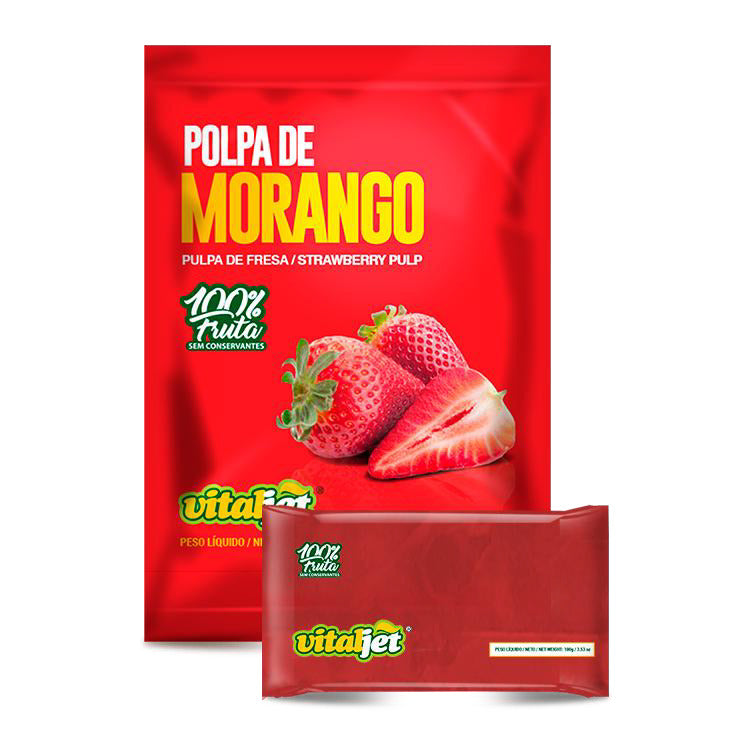 VITALJET Polpa de Morango 100g -  Pacote 4 unidades.