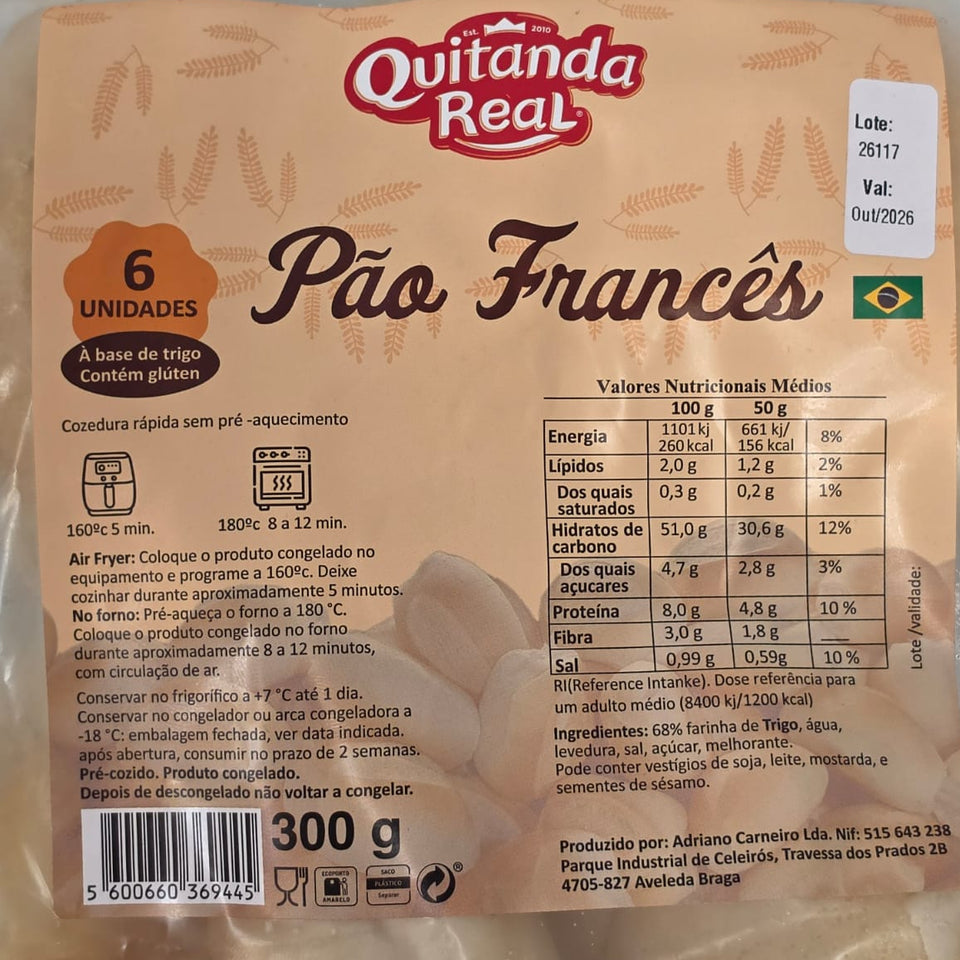 QUITANDA REAL Pão francês congelado 500g